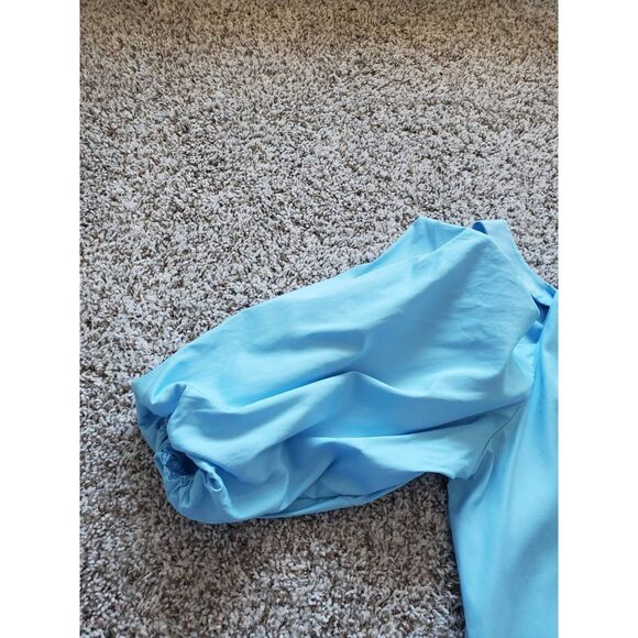 INC International Concepts Button Up Cold Shoulder Top Blue M New - Picture 3 of 10